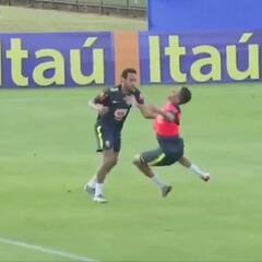 Neymar doesn't like being nutmegged!