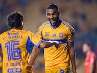 Joaquim Pereira celebrates his goal 4-1 of Tigres during the round one second leg match between Tigres UANL and Forge FC as part of the CONCACAF Champions Cup 2026, at Universitario Stadium on February 10, 2026 in Monterrey, Nuevo Leon, Mexico.
