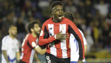 Iñaki Williams celebra uno de sus goles al Tenerife.