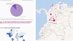 Mapa del coronavirus en Colombia.