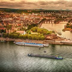 El Rin, en sus niveles más bajos de agua