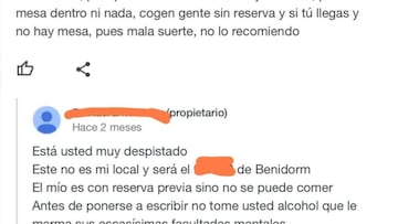 La respuesta de un hostelero a un cliente: “Antes de escribir no tome alcohol”