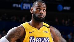 LeBron de Los Angeles Lakers ldurante el juego vs. Dallas Mavericks en el American Airlines Center en Dallas, Texas. Enero 10, 2020.