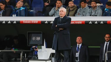 Madrid (Spain), 29/03/2025.- Real Madrid's head coach Carlo Ancelotti reacts during LaLiga soccer match between Real Madrid and Leganes at Santiago Bernabeu Stadium in Madrid, Spain, 29 March 2025. (España) EFE/EPA/JJ. Guillen