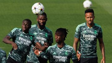 Rüdiger y Militao, durante un entrenamiento del Real Madrid.