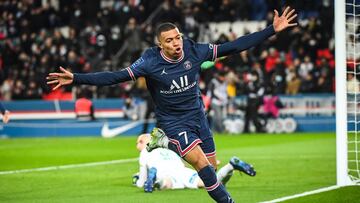 Kylian MBAPPE of PSG celebrates his goal during the French championship Ligue 1 football match between Paris Saint-Germain and AS Saint-Etienne on February 26, 2022 at Parc des Princes stadium in Paris, France - Photo Matthieu Mirville / DPPI
 AFP7 
 26/0