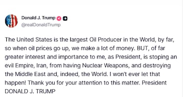 Donald Trump, sobre Irán: “Cuando suben los precios del petróleo, ganamos mucho dinero”