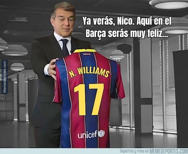 Los memes se ceban con el Barcelona tras la renovación de Nico Williams con el Athletic