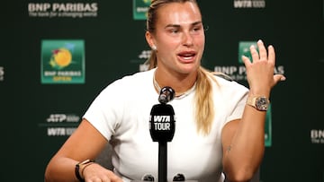 Aryna Sabalenka, durante su rueda de prensa en Indian Wells.