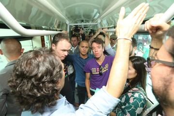 Chris Froome y Rigoberto Urán recorrieron algunos sectores de la ciudad de Medellín en el Tranvía de Ayacucho y en el Metrocable, en compañía del alcalde de la ciudad, Federico Gutiérrez, previo a lo que será el Giro de Rigo que se llevará a cabo este domingo 4 de noviembre.