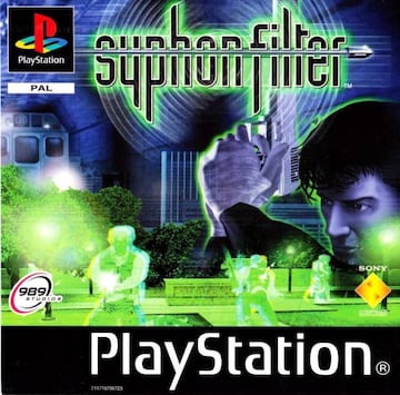 Curiosamente, en la portada original de Syphon Filter (1999) no existe rastro alguno del logo de Eidetic, a la sombra de 989 Studios.