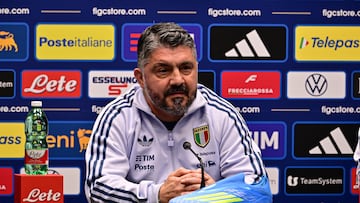 BERGAMO (Italy), 25/03/2026.- Italy's head coach Gennaro Gattuso atteds a press conference in Bergamo, Italy, 25 March 2026. Italy face Northern Ireland in the FIFA World Cup 2026 European playoffs match on 26 March. (Mundial de Fútbol, Irlanda, Italia) EFE/EPA/MICHELE MARAVIGLIA