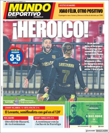 "Otra vez KO"... las portadas deportivas de hoy