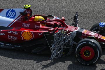 Las parrillas aerodinmicas del Ferrari, estructuras metlicas en forma de valla, que se colocan para estudiar con mayor detalle el flujo aerodinmico en torno al dise?o de los coches.