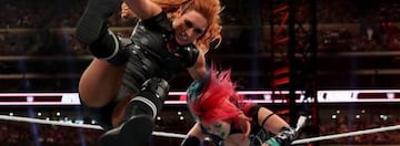 Becky Lynch envía a Asuka contra la lona en su combate en Royal Rumble 2020.