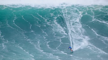 NAZARÉ, PORTUGAL - FEBRUARY 18: Andrew Cotton of Great Britain surfs in Heat 5 - Group B of Session Two at the TUDOR NAZARÉ Big Wave Challenge on February 18, 2025, at Nazaré, Portugal. (Photo by Damien Poullenot/World Surf League)