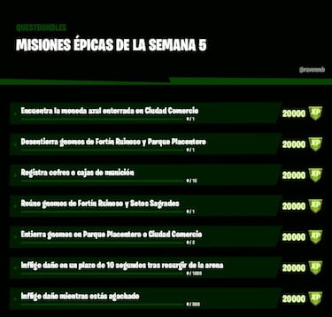 Fortnite Temporada 5: desafíos y misiones filtradas Semana 5