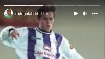 Rodrigo Fabri, con camiseta del Real Valladolid, en su historia de Instagram.