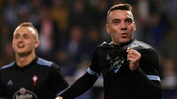 Iago Aspas celebra su segundo gol en Riazor.