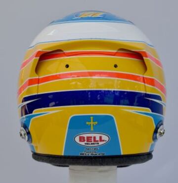 Parte posterior del casco de Fernando Alonso.