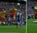 El Espanyol pidió un penalti de Masche y el Barça, otro a Pedro