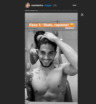 Marc Bartra se suma a la moda del confinamiento y también se rapa la cabeza
