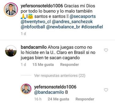 "B": Soteldo desata la ira de los hinchas de la U con un posteo