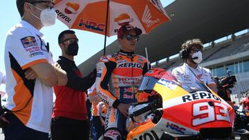 Marc Márquez en la parrilla de Portimao.
