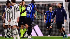 The Belgian forward celebrated a late equaliser after suffering racist abuse from the stands and was shown a second yellow card by referee Davide Massa.