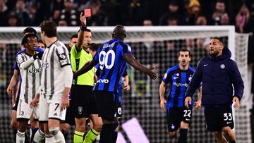 The Belgian forward celebrated a late equaliser after suffering racist abuse from the stands and was shown a second yellow card by referee Davide Massa.