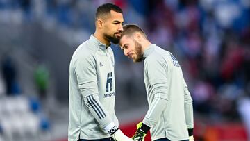 Robert Sánchez y David De Gea, durante un entrenamiento con la Selección española.