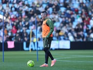 Iago Aspas durante un entrenamiento celebrado en Balaídos.