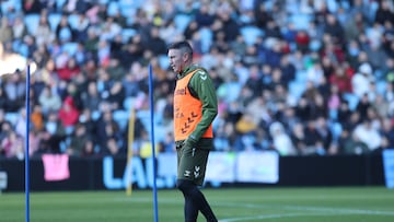 Iago Aspas durante un entrenamiento del Celta en Balaídos