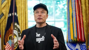 Elon Musk speaks during a press conference with U.S. President Donald Trump (not pictured), at the White House in Washington, D.C., U.S., May 30, 2025. REUTERS/Nathan Howard