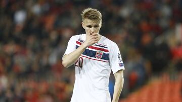 Martin Odegaard con la selección noruega.