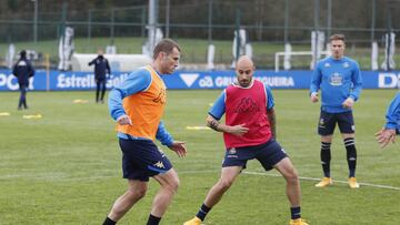 Álex Bergantiños, en el último entrenamiento del Deportivo.