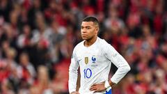 Kylian MBAPPE of France during the UEFA Nations League, Group A1 match between Denmark and France on September 25, 2022 in Copenhagen, Denmark. (Photo by Baptiste Fernandez/Icon Sport via Getty Images)