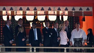 U.S. President Joe Biden and other G7 leaders visit the Itsukushima Shrine on Miyajima Island in Hatsukaichi, Japan, Friday, May 19, 2023. Kenny Holston/Pool via REUTERS