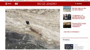 Imagen de la portada de "O Globo" con la imagen de un brazo en una bahía de Río de Janeiro