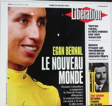 Egan Bernal fue portada en Libération, diario de París. 
