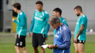 Pellegrini, en un entrenamiento.