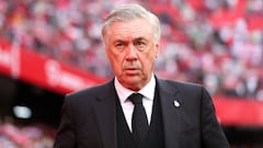 Carlo Ancelotti, entrenador del Real Madrid, en el Sánchez-Pizjuán durante el partido contra el Sevilla.