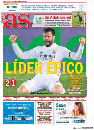 El Clásico, protagonista de las portadas deportivas de hoy