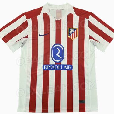 Vista de la parte delantera de la posible equipación del Atlético de Madrid para la temporada 2025-26. 