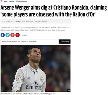 Mirror afirma que el mensaje de Wenger va dirigido a Cristiano.