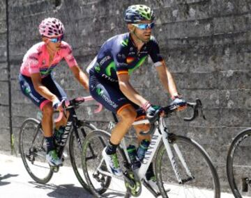 Andrey Amador y Alejandro Valverde en la etapa de los temidos Dolomitas.