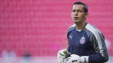 Foto de acci&oacute;n durante el partido Guadalajara (MEX) vs Cibao FC (DOM), Correspondiente al partido de vuelta de los Octavos de Final de la Liga de Campeones de la Concacaf 2018, en el Estadio Akron, en la foto: Rodolfo Cota.