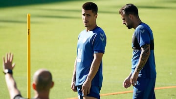 Bustinza, durante el entrenamiento de este jueves.