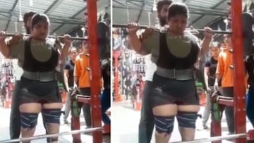 La halterófila india Yashtika Acharya durante el entrenamiento.