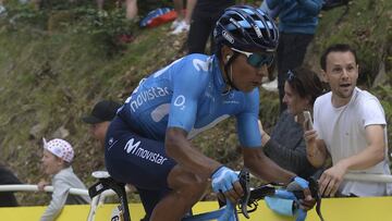 Nairo Quintana se lamentó por la pérdida de tiempo de Mikel Landa.